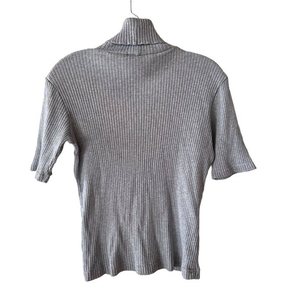 Vintage Ralph Lauren Polo Jeans Co Knit Top Medium Short Sleeve Turtleneck Gray - Picture 2 of 7